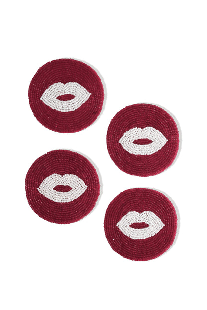 Kiss Me Hand-Beaded Coasters (Set of 4)