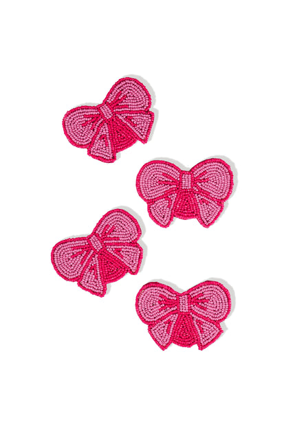 Darling Pink Bow Beaded Coasters (Set of 4)