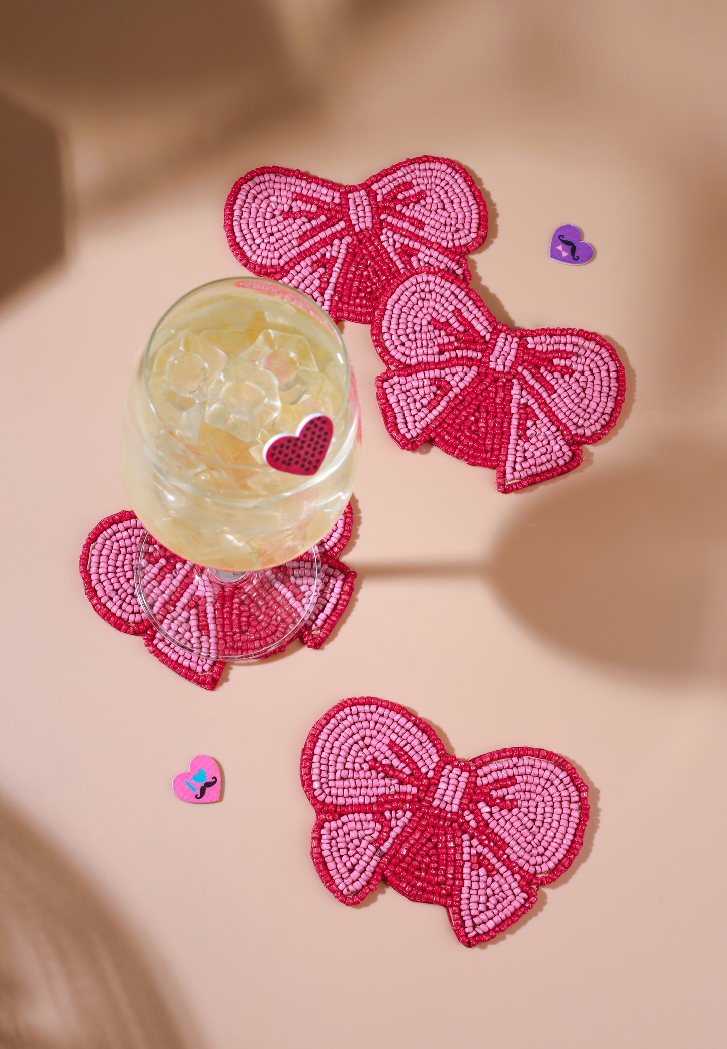 Darling Pink Bow Beaded Coasters (Set of 4)