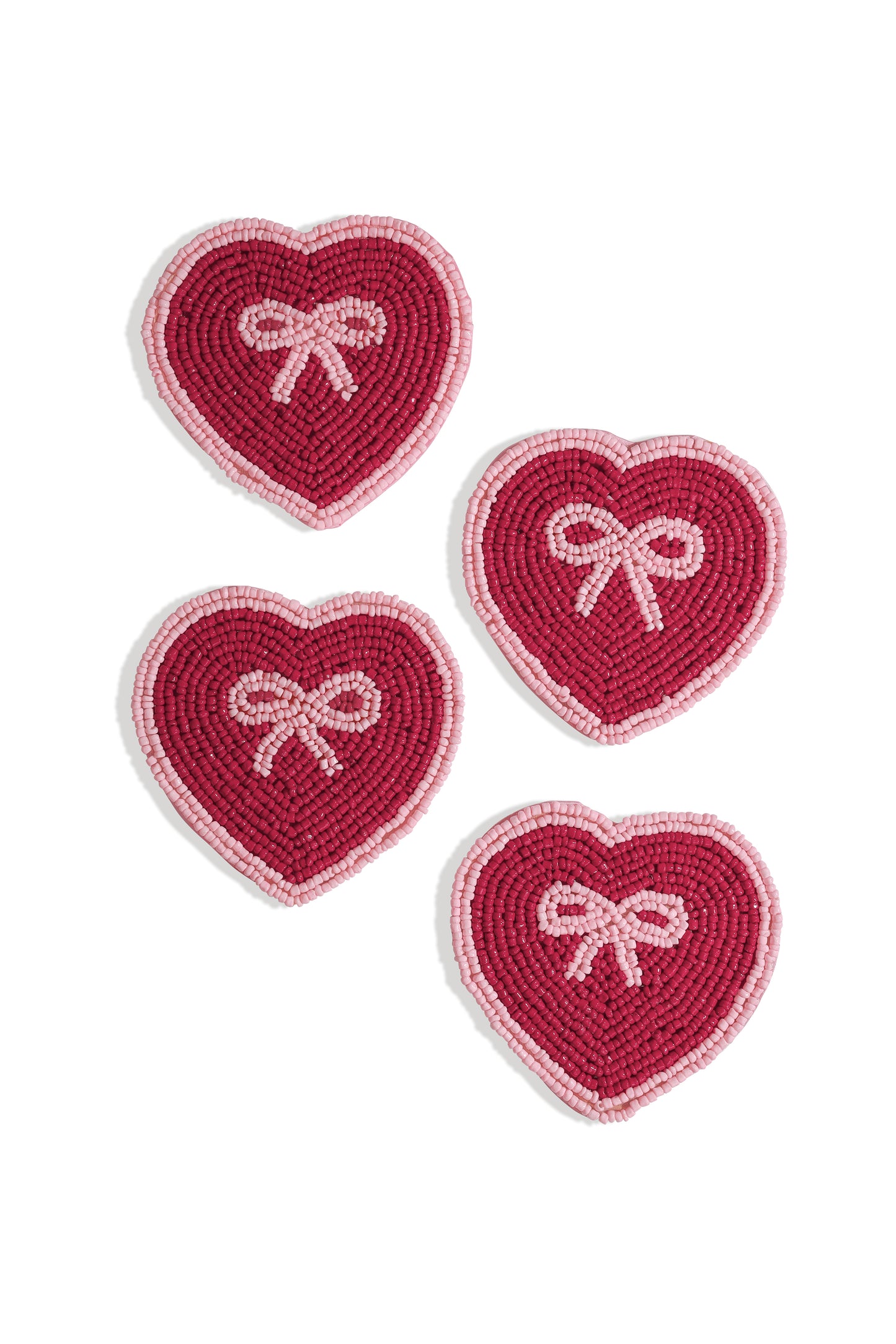 Sweetheart Bow Beaded Coasters (Set of 4)
