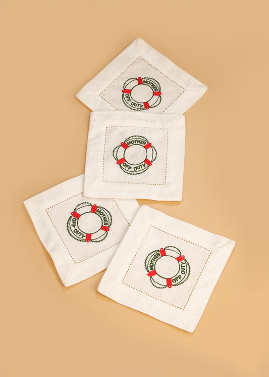 Mom's Retreat Embroidered Cocktail Napkins