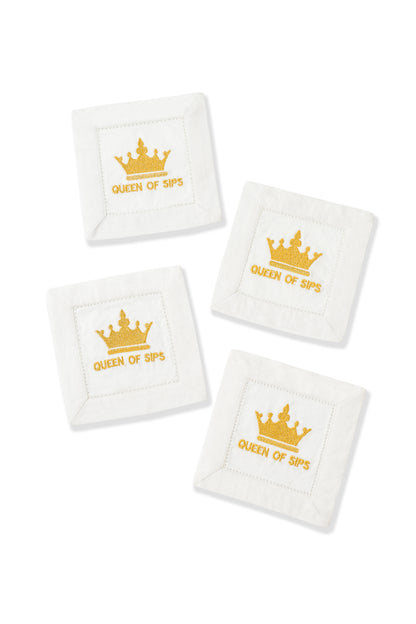 Queen of Sips Linen Cocktail Napkins – Set of 4