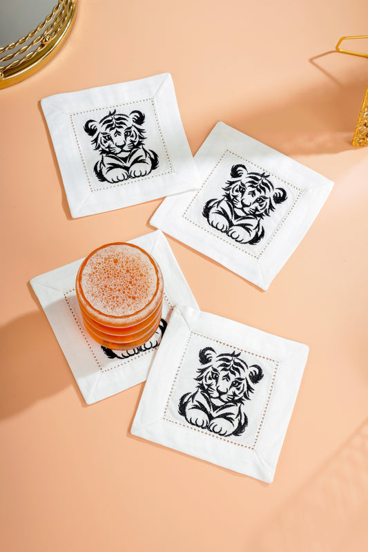 Little Tiger Linen Cocktail Napkins – Set of 4