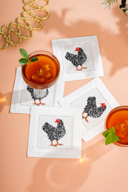 🎁 Chic Chick Linen Cocktail Napkins – Set of 4 (100% off)