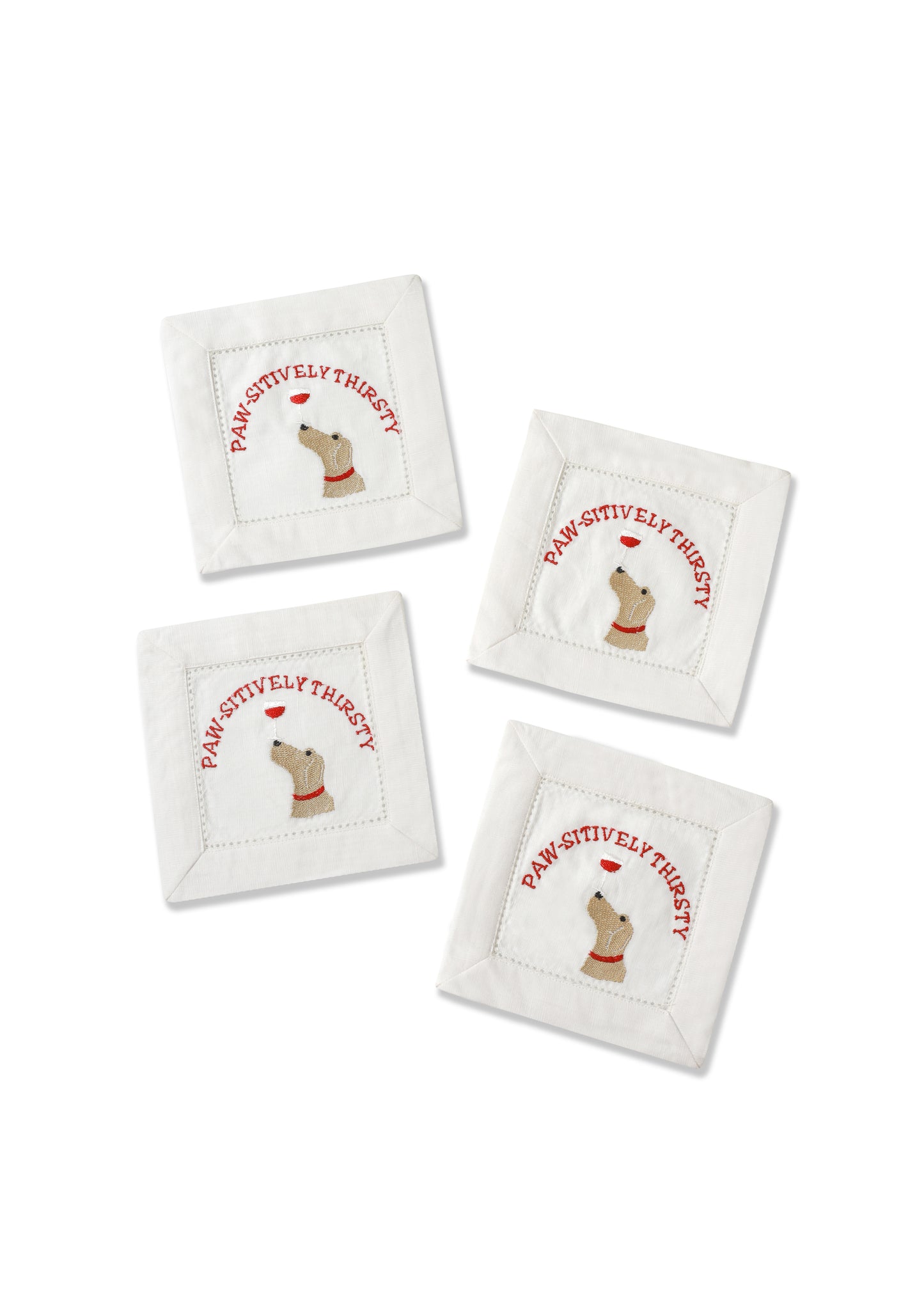 Paw-sitively Thirsty" Dog Cocktail Napkins – Set of 4