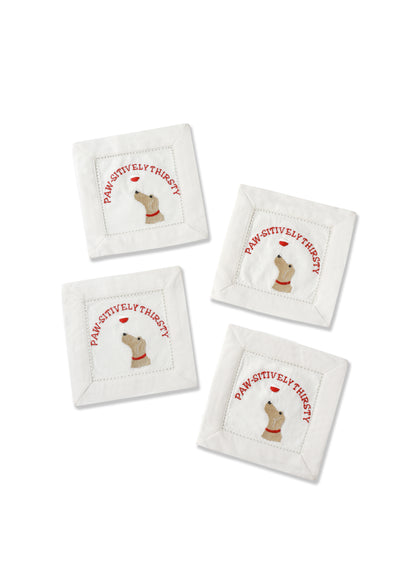 Paw-sitively Thirsty" Dog Cocktail Napkins – Set of 4
