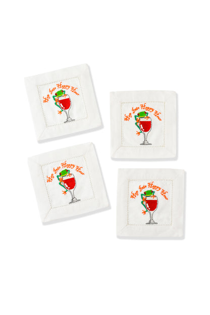 "Hop Into Happy Hour" Frog Cocktail Napkins – Set of 4