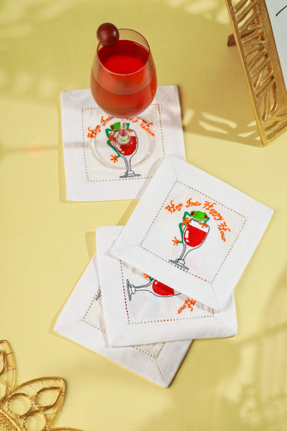 "Hop Into Happy Hour" Frog Cocktail Napkins – Set of 4