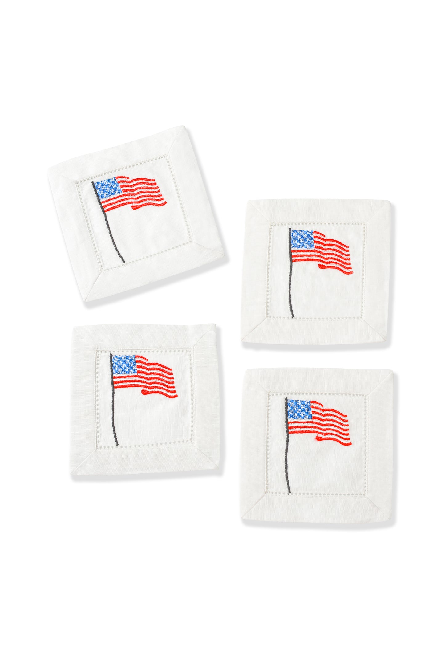 American Flag Embroidered Cocktail Napkins – Set of 4