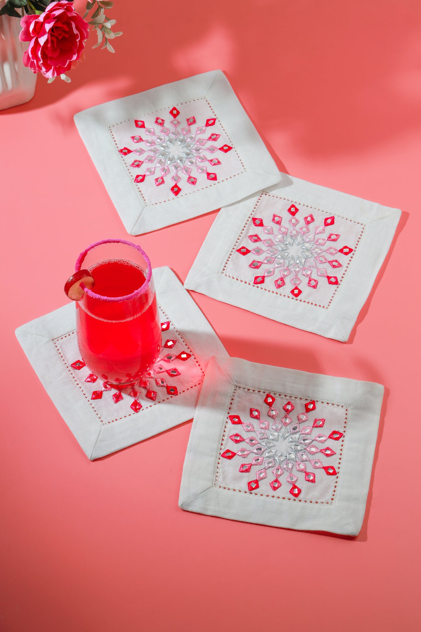 The Aurora Mirrored Cocktail Napkins – Set of 4