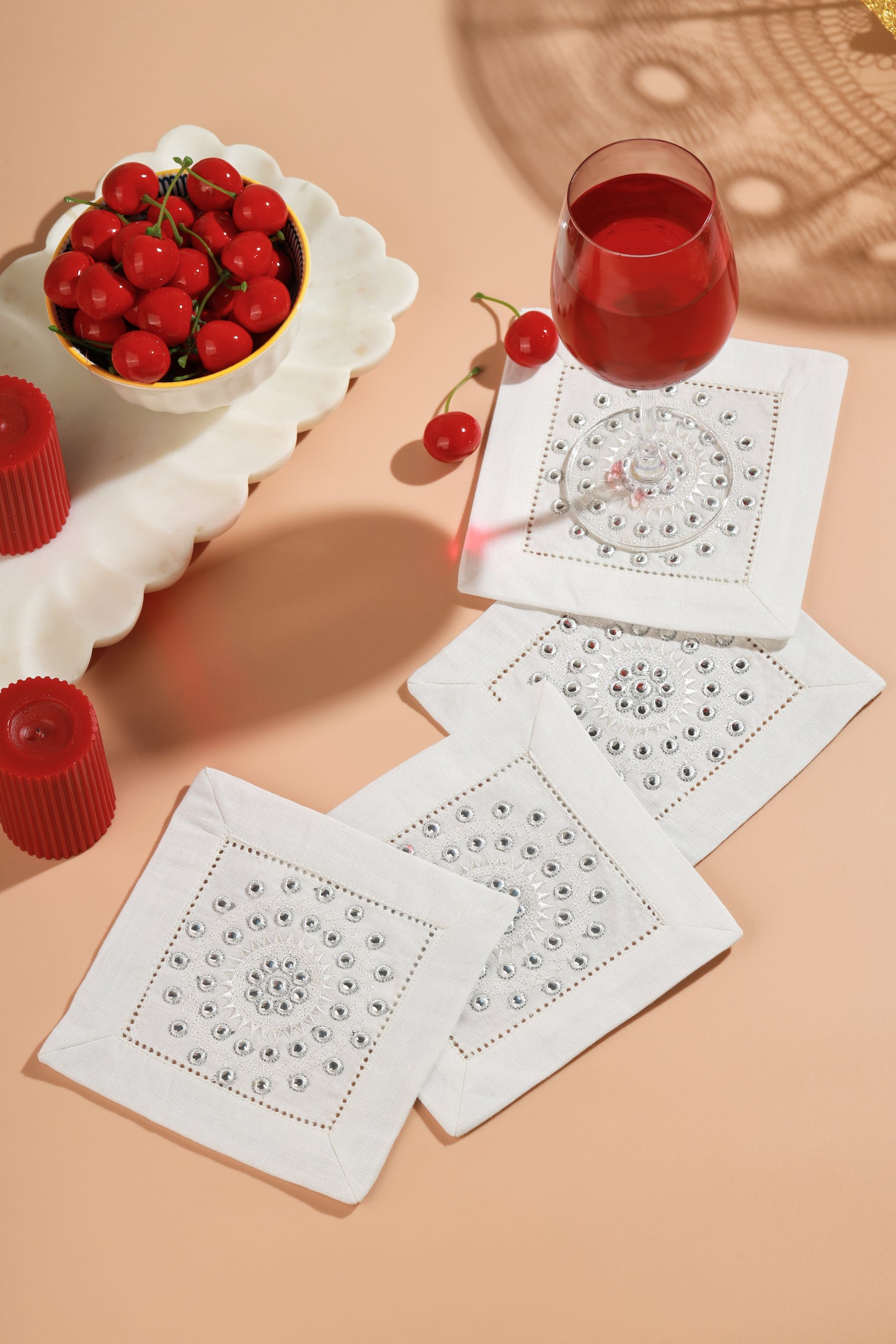 The Luna Mirrored Cocktail Napkins – Set of 4