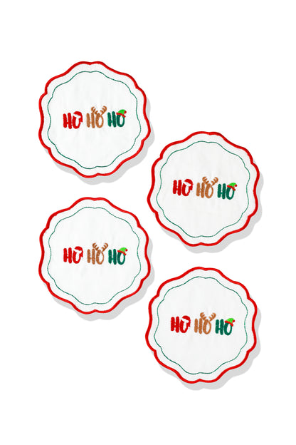 Holiday Cheer Embroidered Cocktail Napkins – Set of 4