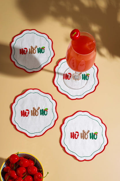 Holiday Cheer Embroidered Cocktail Napkins – Set of 4