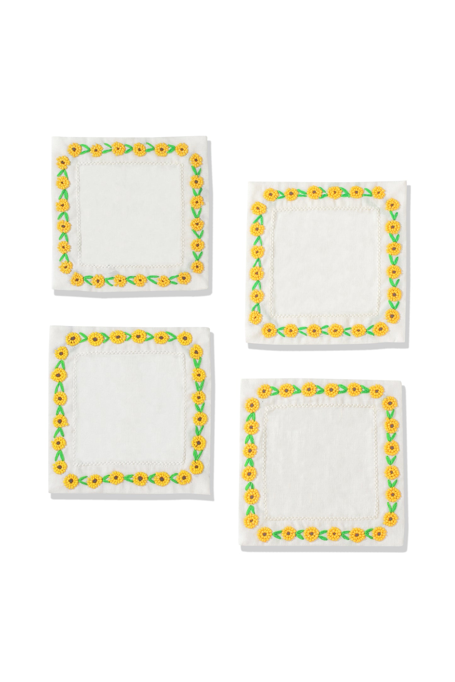 Mirasol Beaded Linen Cocktail Napkins – Set of 4