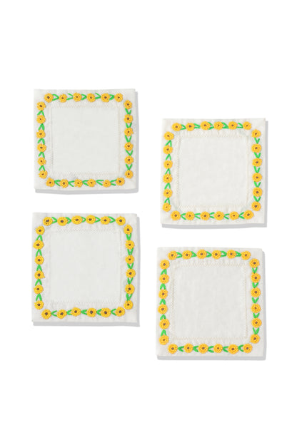 Mirasol Beaded Linen Cocktail Napkins – Set of 4
