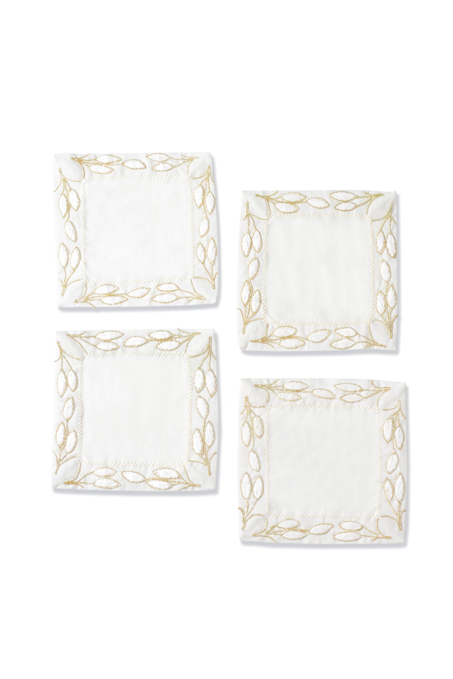 The Elara Gold Botanical Cocktail Napkins – Set of 4