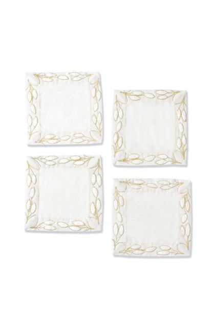The Elara Gold Botanical Cocktail Napkins – Set of 4