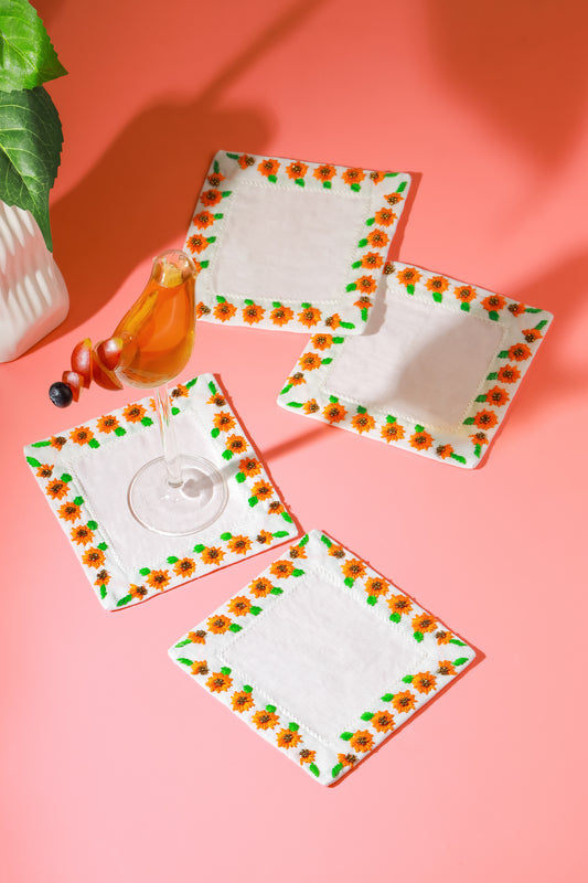 The Marigold Beaded Cocktail Napkins – Set of 4
