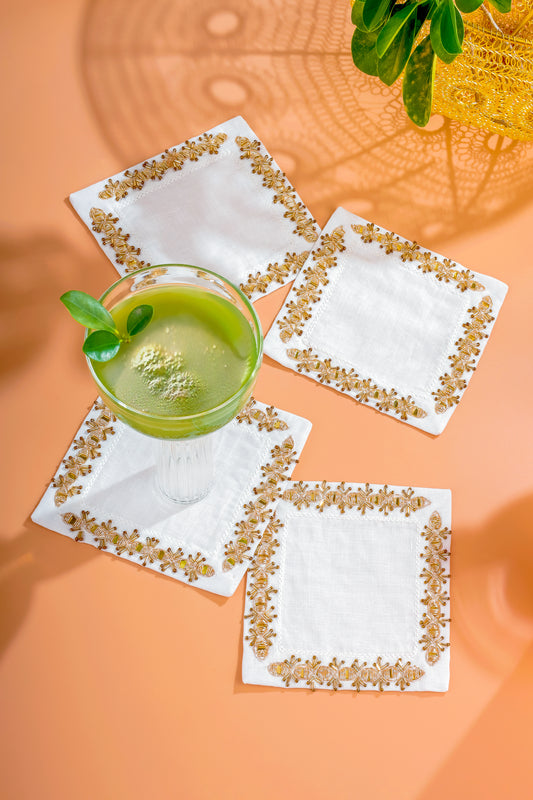 The Aurelia Beaded Cocktail Napkins – Set of 4