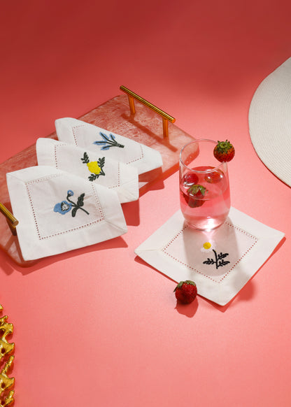 Blooms & Bubbles Embroidered Cocktail Napkins