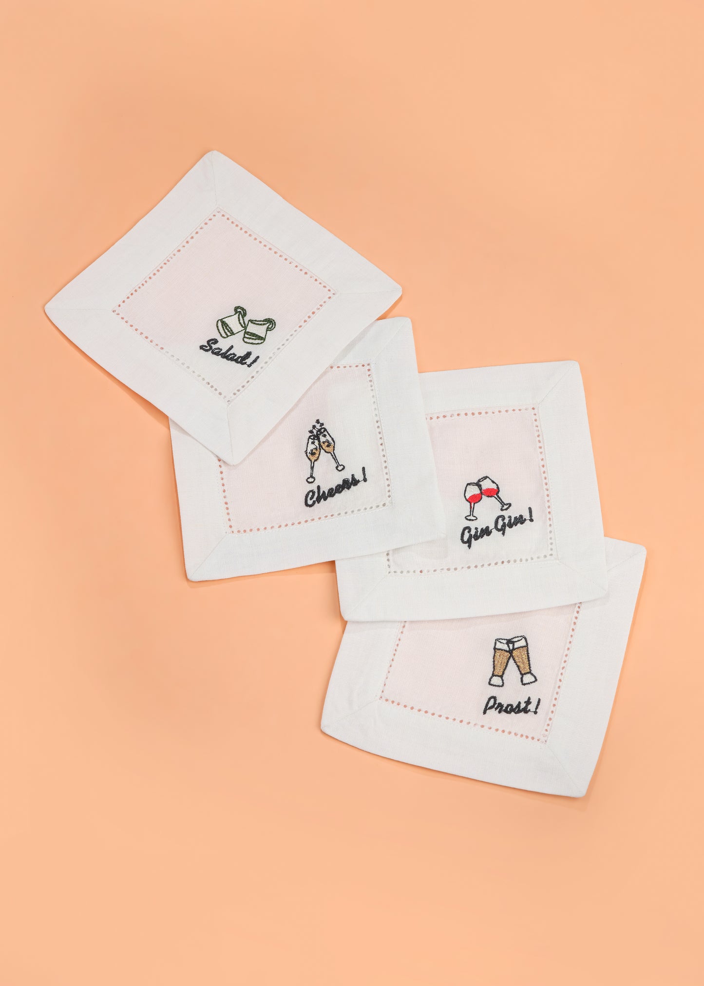 Gin & Greens Toasting Embroidered Cocktail Napkins