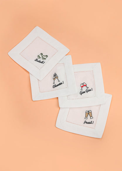 Gin & Greens Toasting Embroidered Cocktail Napkins