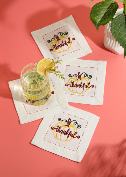 Harvest Pumpkin Thankful Cocktail Napkins