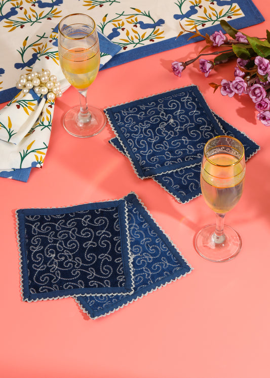 Midnight Enchantment Embroidered Cocktail Napkins