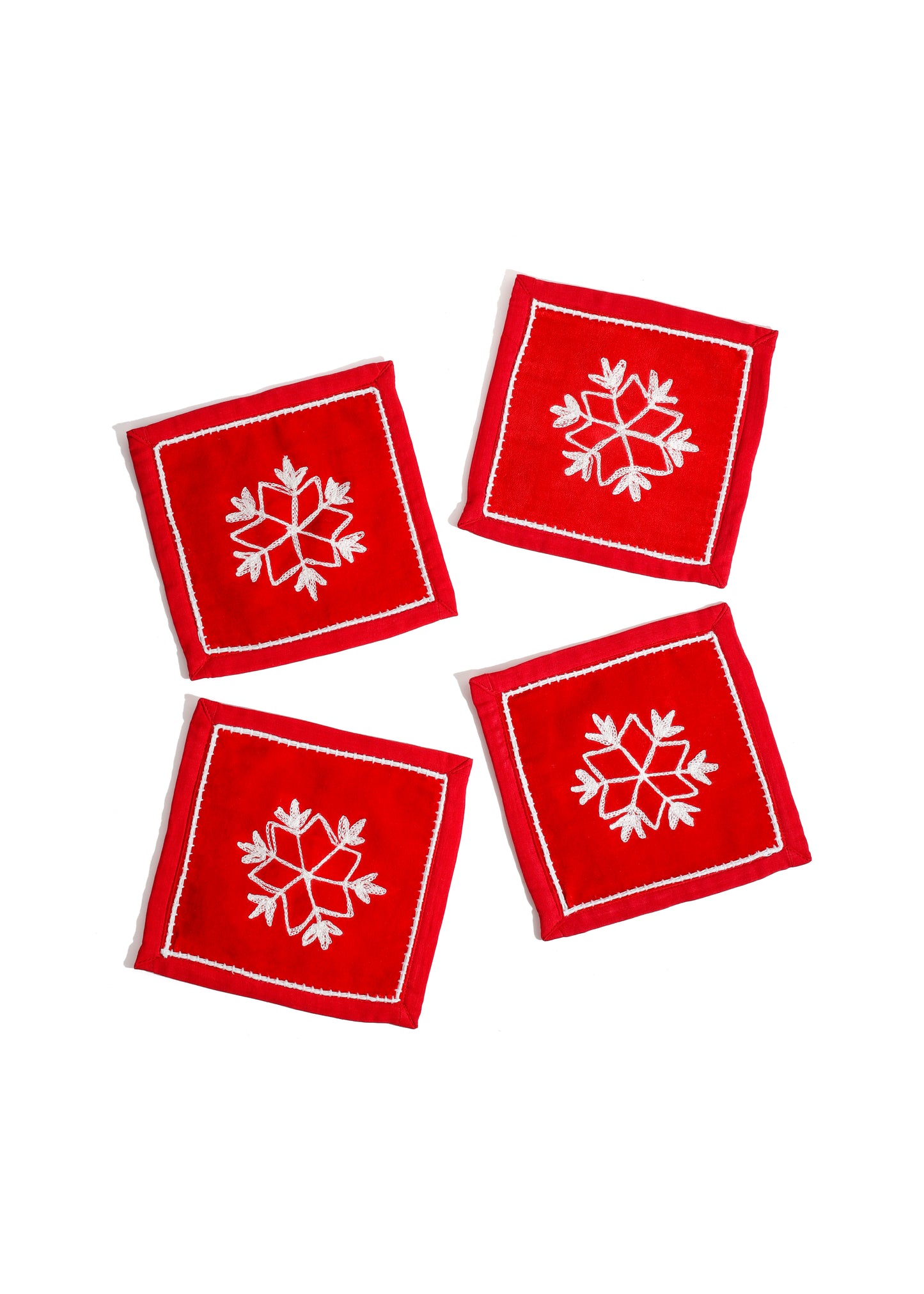 Snowflake Sparkle Embroidered Cocktail Napkins