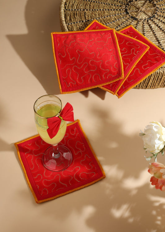 Autumn Blaze Embroidered Cocktail Napkins