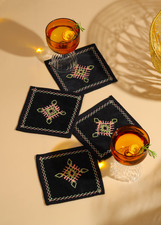 Noir Mosaic Cocktail Napkins
