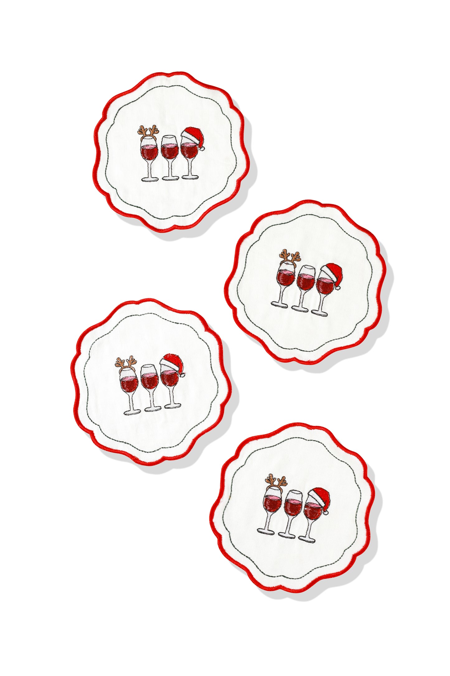 Holiday Cheers Embroidered Cocktail Napkins – Set of 4