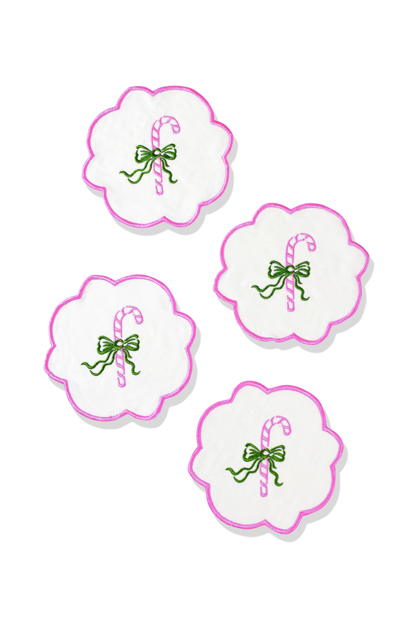Candy Cane Charm Embroidered Cocktail Napkins – Set of 4