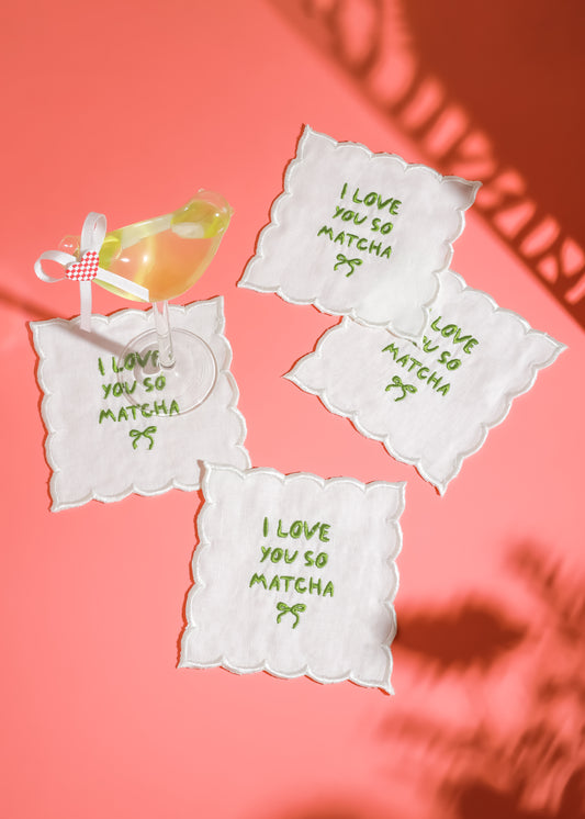 I Love You So Matcha Cocktail Napkins (Set of 4)