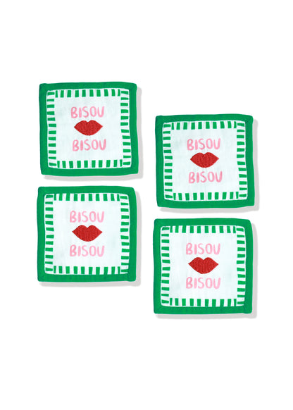 Bisou French Kiss Cocktail Napkins (Set of 4)