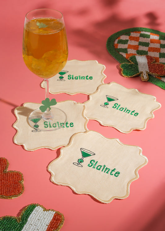 The Sláinte Scalloped Cocktail Napkins – Set of 4