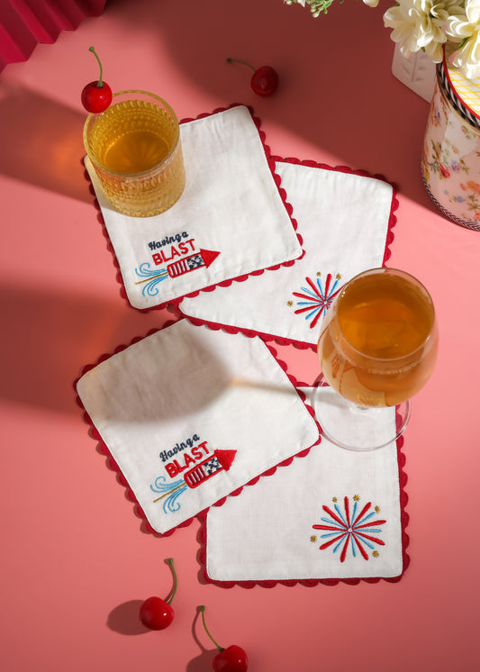 The Firecracker Scalloped Cocktail Napkins – Set of 4