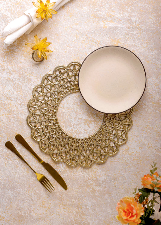 Scalloped Lattice Gold Aluminum Charger Plate – 13"