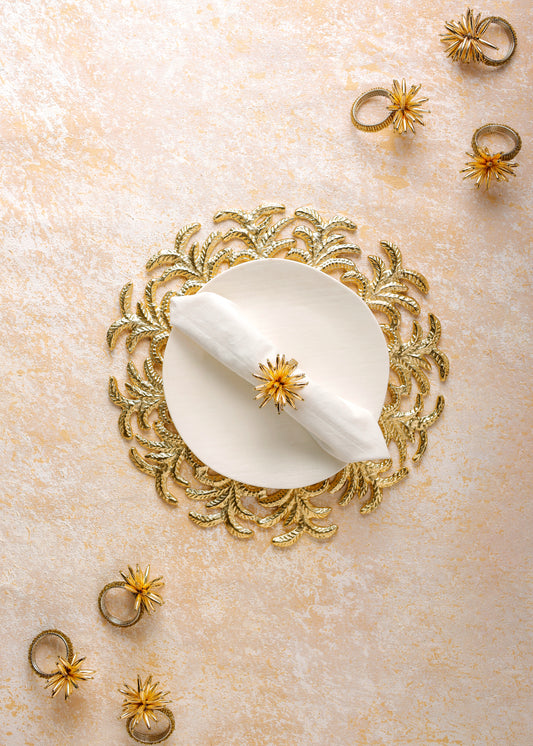 Gilded Palm Leaf Aluminum Charger Plate – 13"