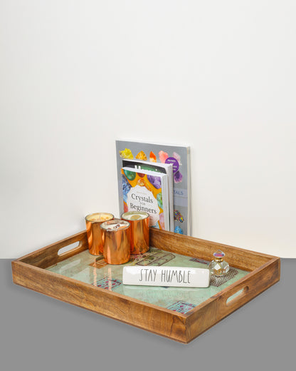 Blush Garden Resin And Wood Decorative Trays- Set of 3