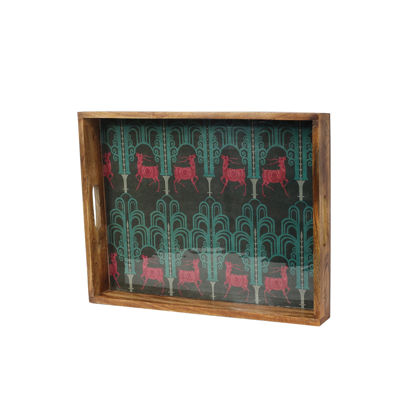 Deer Damask Resin And Wood Decorative Trays- Set of 3