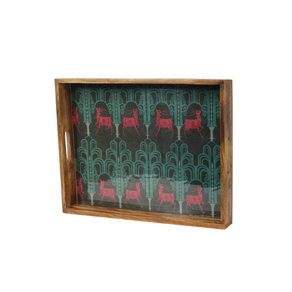 Deer Damask Resin And Wood Decorative Trays- Set of 3