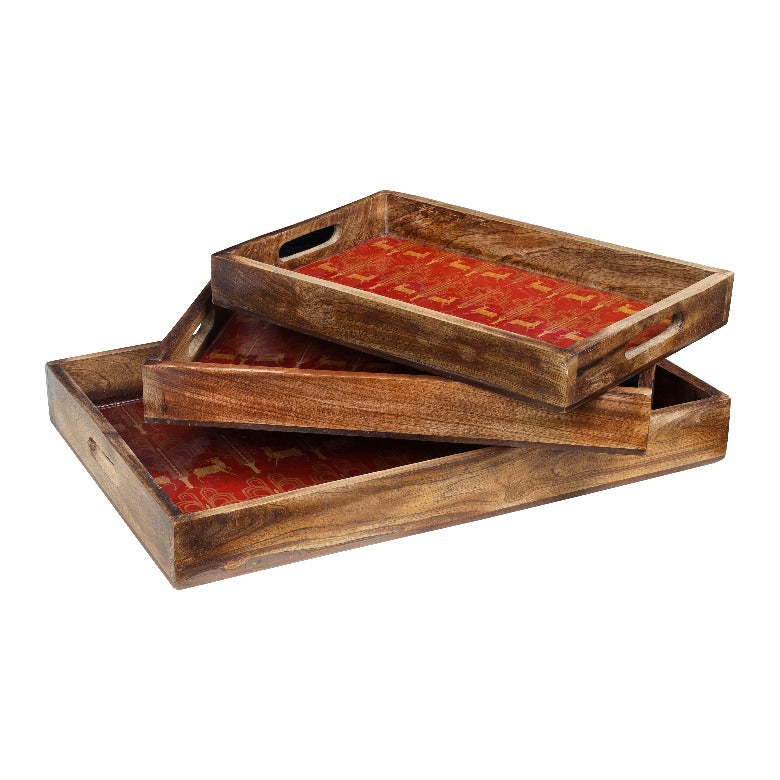 Oh Deer Resin And Wood Decorative Trays- Set of 3