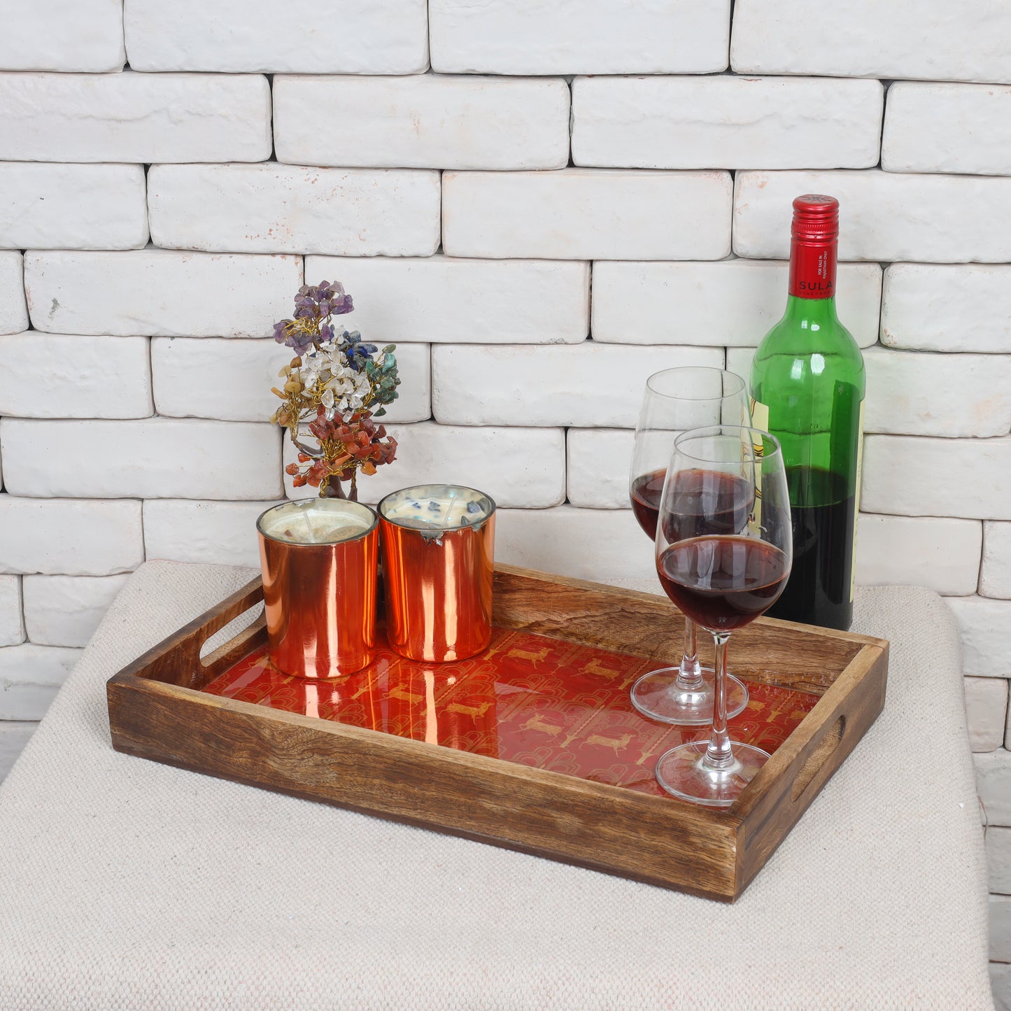 Oh Deer Resin And Wood Decorative Trays- Set of 3