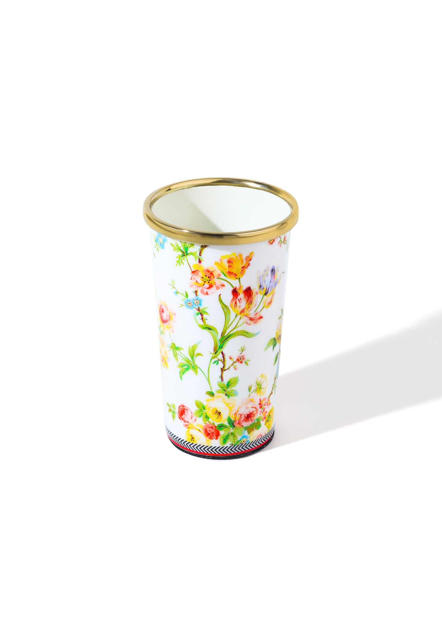 Tiramisu Floral Garden Stainless Steel & Brass Tumbler Glass