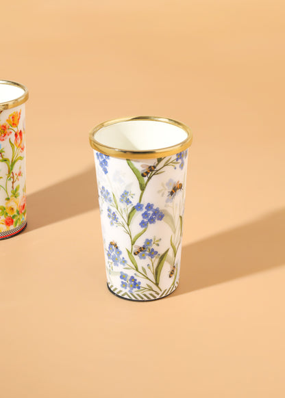 Tiramisu Bluebell Garden Stainless Steel & Brass Tumbler Glass