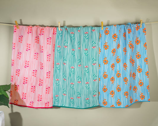 Summer Floral Stripe Kitchen Towel Set