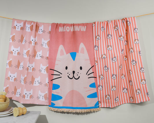 Feline Chic Cotton Kitchen Towel Set