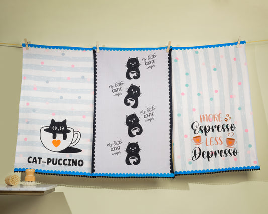 Cat-puccino" Kitchen Towel Set