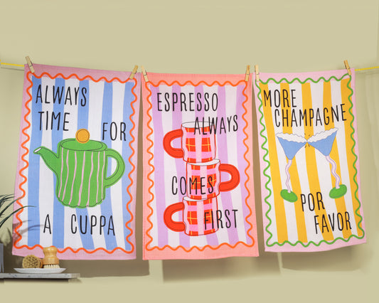 Convivial Beverage Cotton Kitchen Towel Set